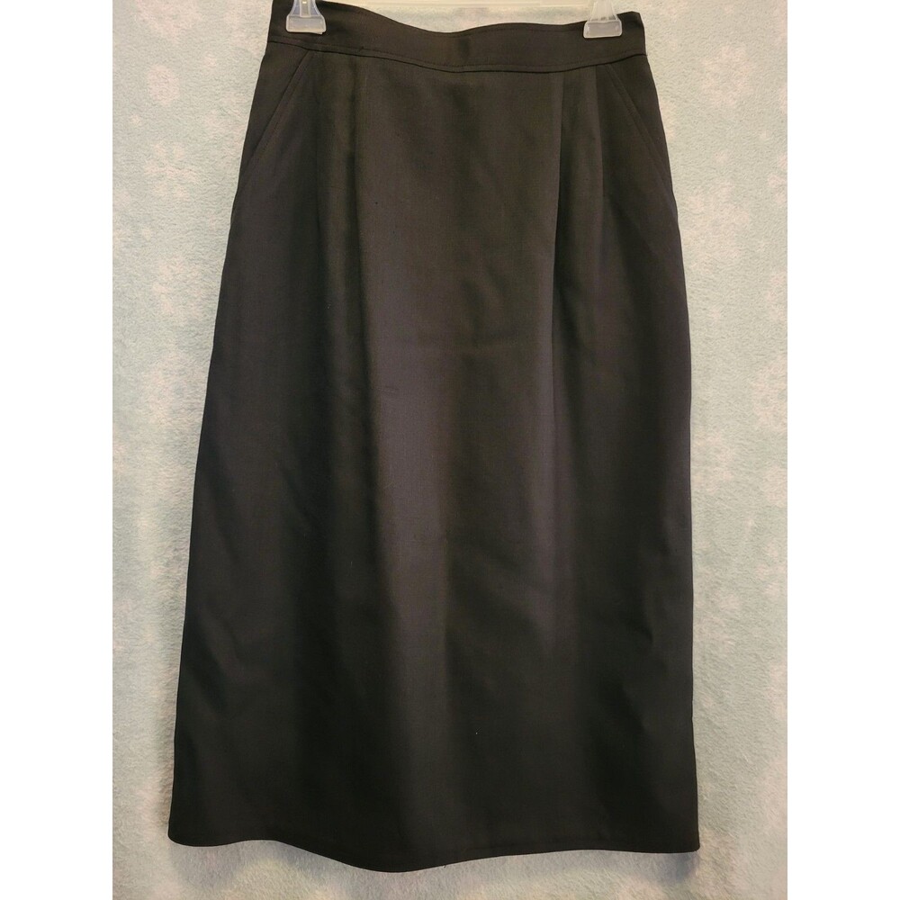 Vintage Black Pencil Skirt 6 Cotton Pleated Secretary Librarian Heritage Classic